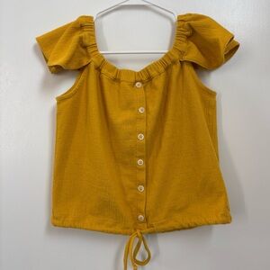 Madewell Texture & Thread Women Mustard Yellow Off-the-Shoulder Top Size Small
